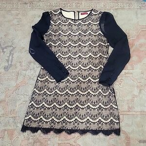 Ted Baker lace black and nude mini dress size 4